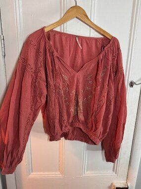 Free People Embroidered Peasant Blouse